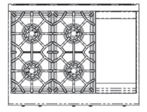 36" 4-Burner Rangetop With 12" Griddle (NG) - Image 3