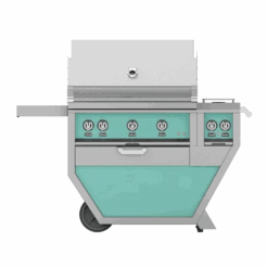 Hestan 36-inch Freestanding Deluxe Gas Grill With Trellis, Sear, And Double Side Burner - Turquoise - Propane - GMBR36CX2-LP-TQ