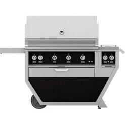 Hestan 42-inch Freestanding Grill With Trellis, Sear, Rotisserie, And Deluxe Cart W/ Double Side Burner - Black - Propane - GMBR42CX2-LP-BK