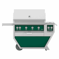 Hestan 42-inch Freestanding Grill With Trellis, Sear, Rotisserie, And Deluxe Cart W/ Double Side Burner - Green - Propane - GMBR42CX2-LP-GR