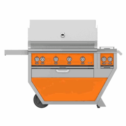 Hestan 42-inch Freestanding Grill With Trellis, Sear, Rotisserie, And Deluxe Cart W/ Double Side Burner - Orange - Propane - GMBR42CX2-LP-OR