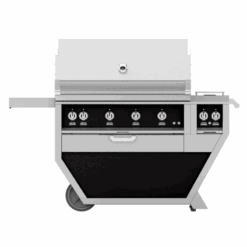 Hestan 42-inch Freestanding Grill With Trellis, Sear, Rotisserie, And Deluxe Cart W/ Double Side Burner - Black - Natural Gas - GMBR42CX2-NG-BK