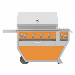 Hestan 42-inch Freestanding Grill With Trellis, Sear, Rotisserie, And Deluxe Cart W/ Double Side Burner - Orange - Natural Gas - GMBR42CX2-NG-OR