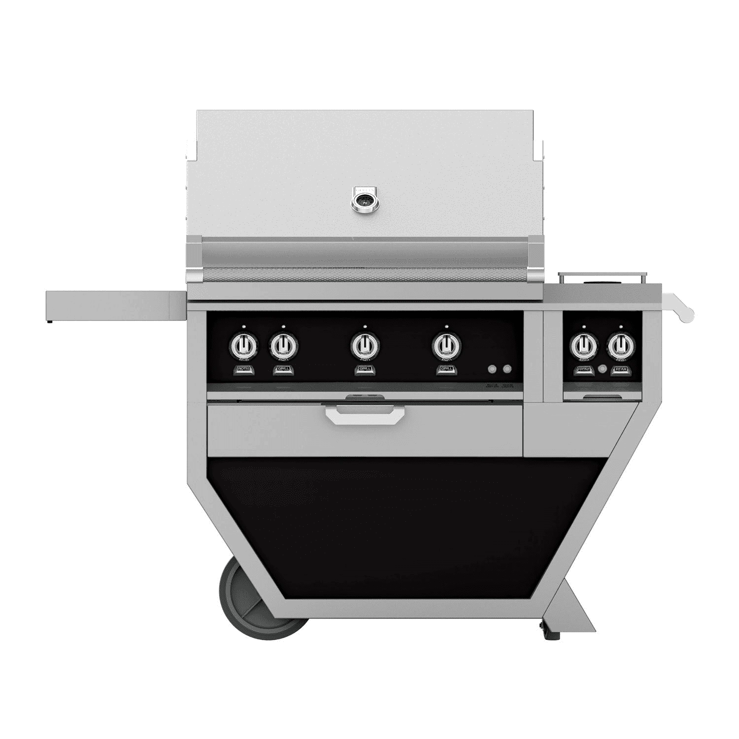 Hestan 36-inch Freestanding BBQ Grill With Sear, Rotisserie, And Double Side Burner - Black - Natural Gas - GSBR36CX2-NG-BK