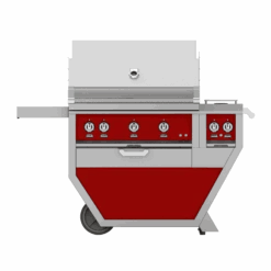 Hestan 36-inch Freestanding BBQ Grill With Sear, Rotisserie, And Double Side Burner - Red - Natural Gas - GSBR36CX2-NG-RD