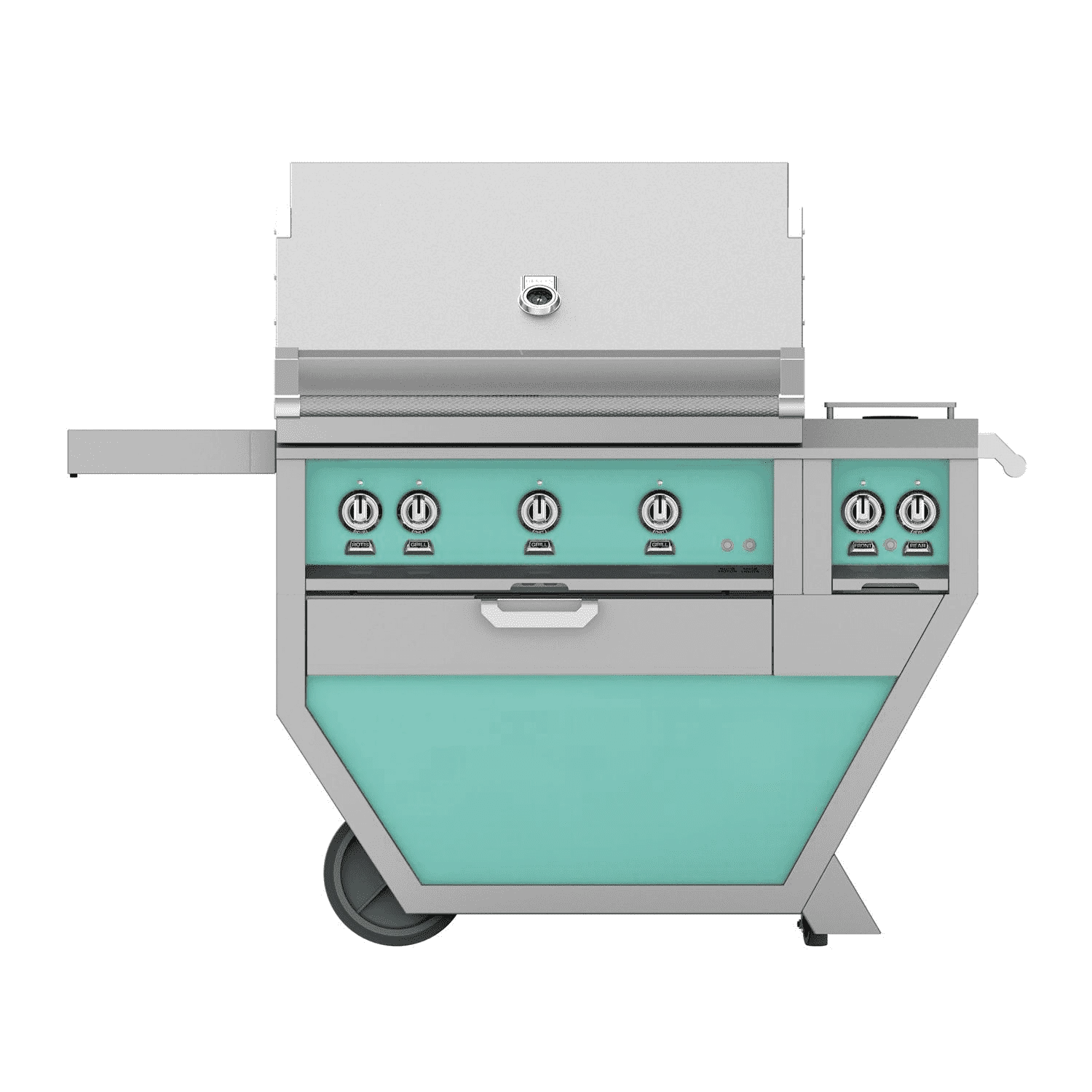 Hestan 36" Freestanding BBQ Grill With Sear, Rotisserie, And Double Side Burner - Turquoise - Natural Gas - GSBR36CX2-NG-TQ