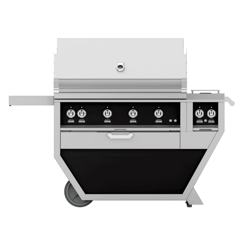 Hestan 42-inch Freestanding Grill With Sear, Rotisserie, And Double Side Burner - Black - Natural Gas - GSBR42CX2-NG-BK